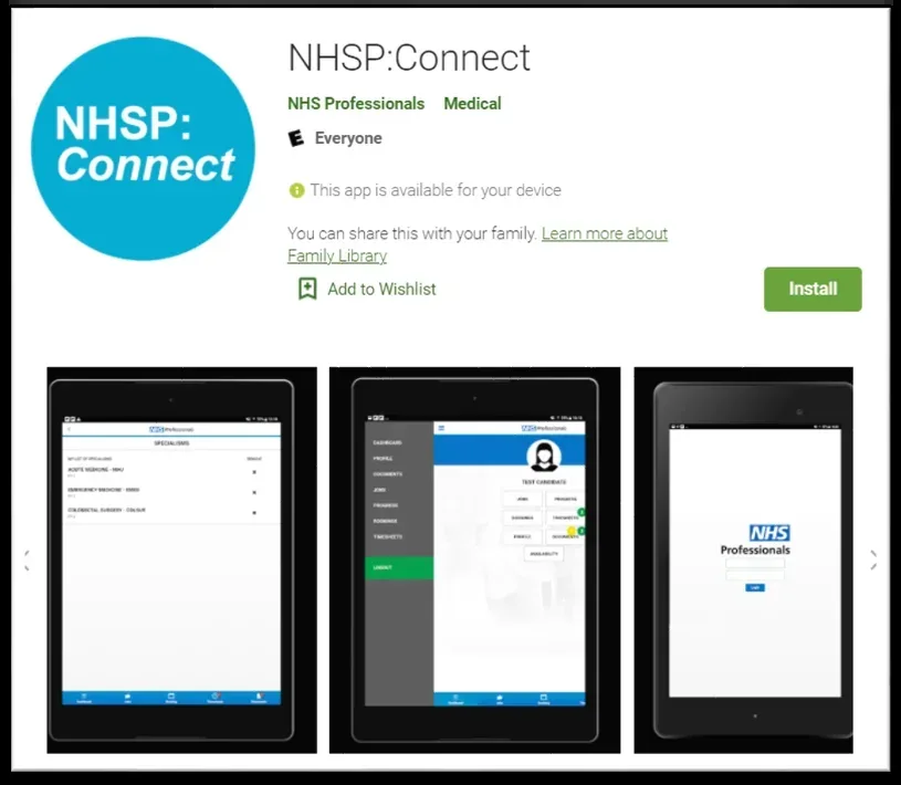 NHSP:Connect screenshot